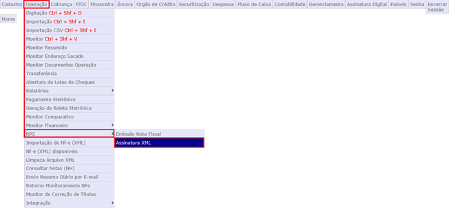 Figura 1 - 'Operação - RPS - Assinatura XML'