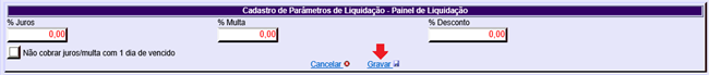 Figura 2 - Cadastro de Parâmetros de Liquidação