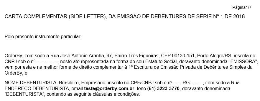 Figura 2 - Exemplo de Side Letter