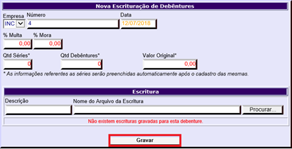 Figura 2 - Nova Escrituração de Debêntures