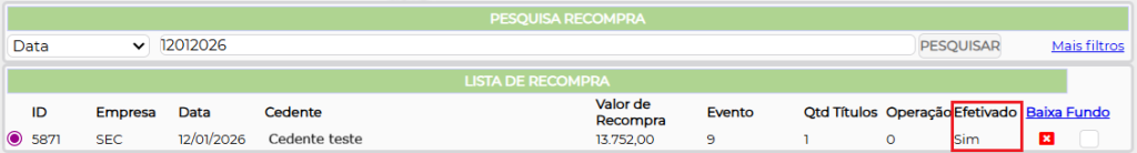 Figura 10 – Recibo Efetivado