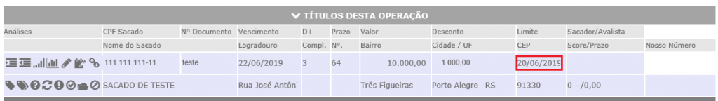 Figura 2 - Data limite no Demonstrativo da Operação