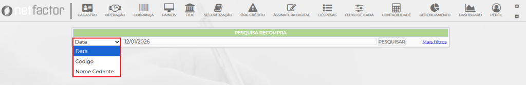 Figura 2 – Filtros de seleção básicos