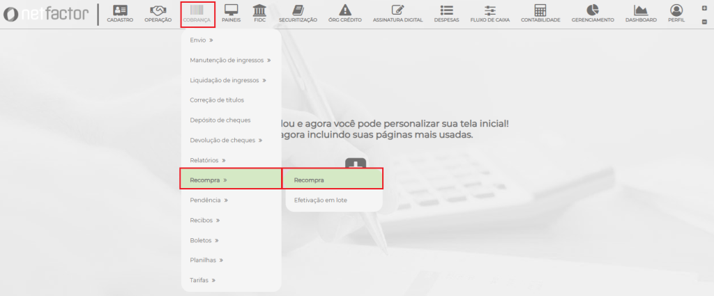 Figura 6 – Caminho Recibo de Recompra