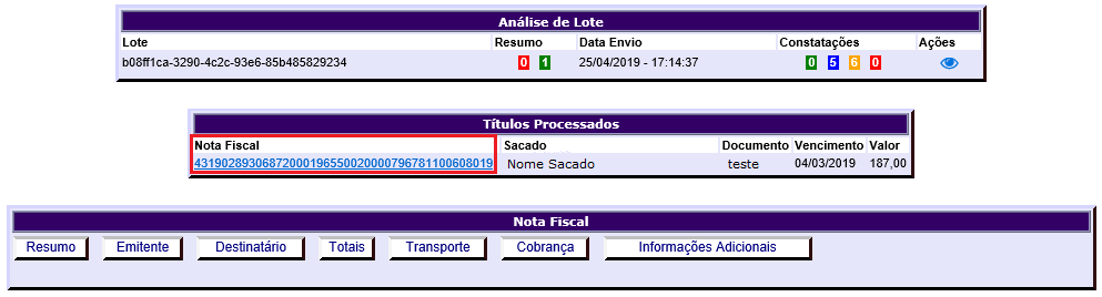 Figura 8 - Informações da NFe