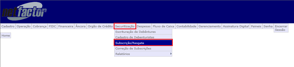 Figura 1 - Caminho Subscrição / Resgate