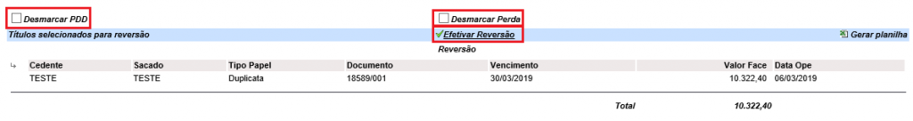 Figura 15 - Confirmação de Reversão