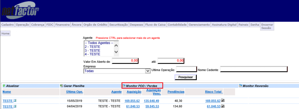 Figura 7 - Monitor PDD / Perda