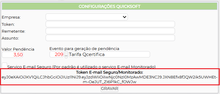 Figura 6 – Token para retornos