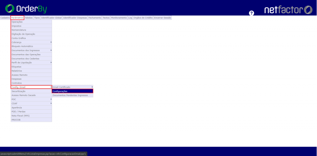 Figura 1 - Caminho configuração SMTP