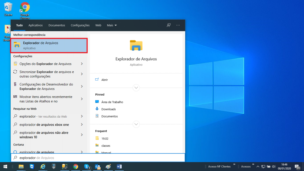 Figura 3 - Localizando o explorador de arquivos do windows