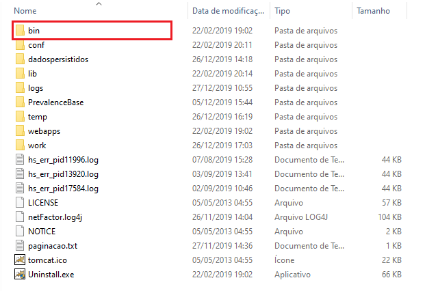 Figura 8 - Localizando a pasta ' Bin' 