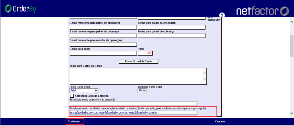 Figura 3 - Inserindo os emails