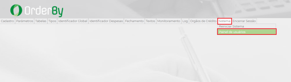 Figura 5 – Caminho do painel de usuários no Config