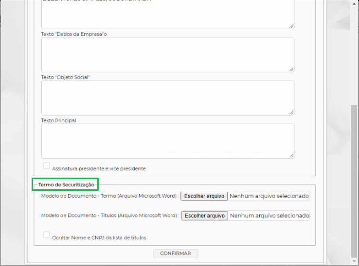 Figura 5 –Configuração do Termo