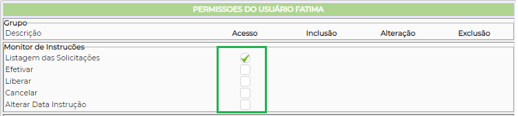 Figura 3 - Liberação de acesso as funções