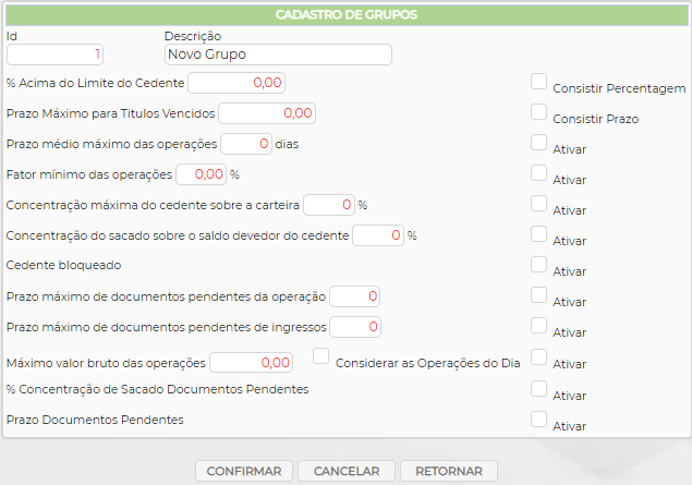 Figura 3 - Gravar configurações do grupo