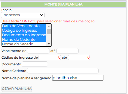 Figura 4 - Inserção dos filtros