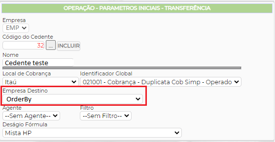 Figura 2 - Parâmetros iniciais