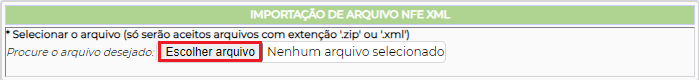 Figura 2 - Procurar arquivo .zip ou .xml