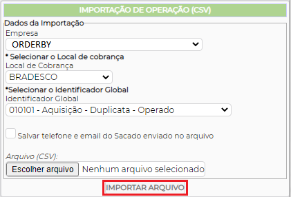 Figura 4 - Importação CSV