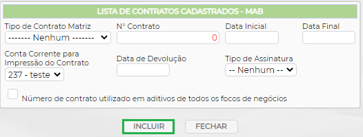 Figura 8 - Incluir contrato matriz