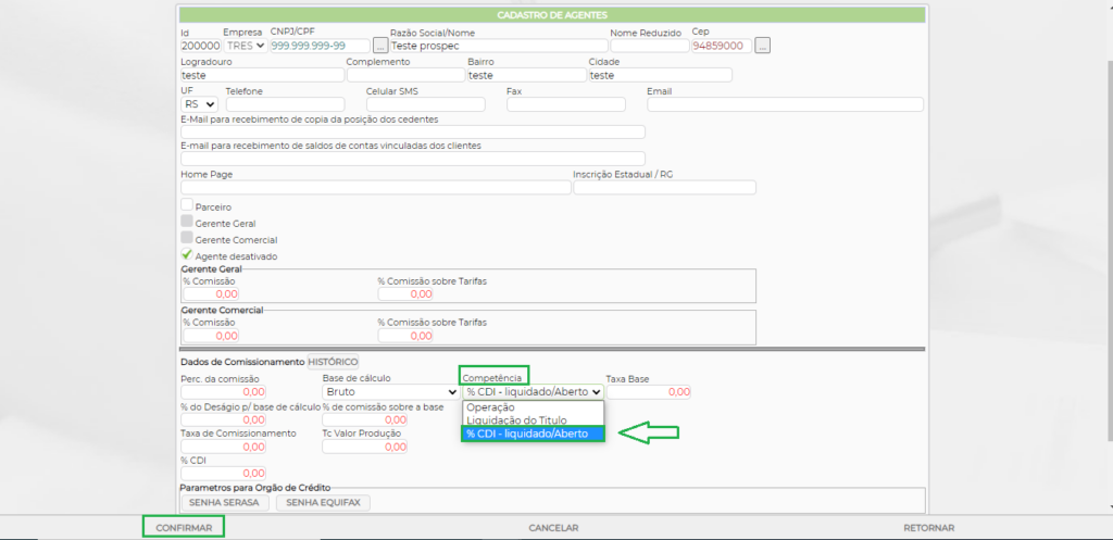 Imagem 3 – Configuração do Agente.