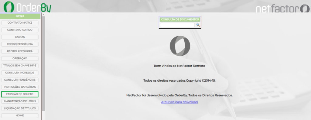Figura 1 - Menu Emissão de Boletos