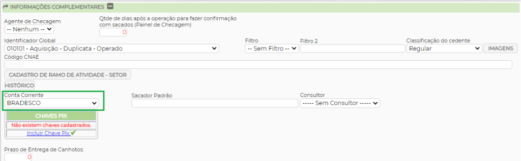 Figura 2 - Configuração Conta Corrente