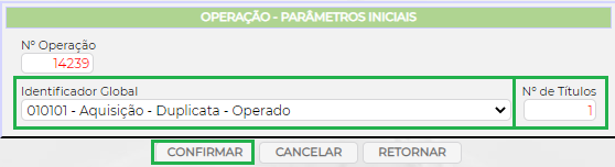 Figura 6 - Parâmetros Iniciais