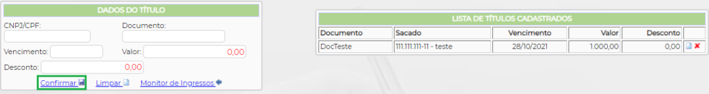 Figura 7 - Digitação de Ingressos