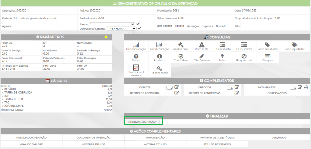 Figura 6 - Demonstrativo da Operação