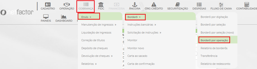 Figura 1 - Caminho Borderô por Operação