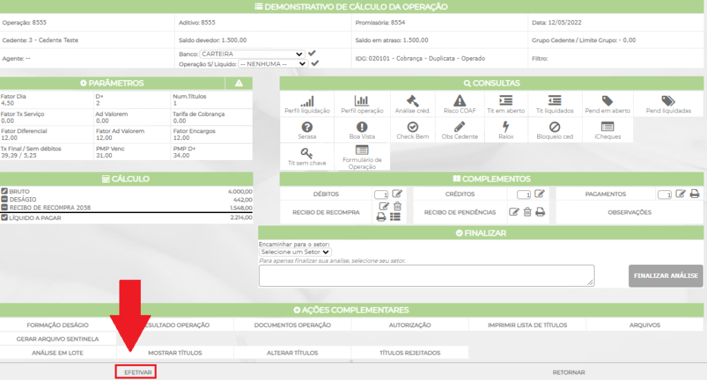 Figura 14 - Efetivar Operação