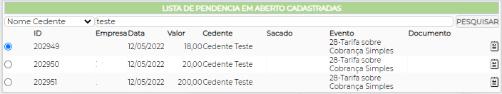 Figura 4 - 'Cobrança - Pendência - Pendências em Aberto'