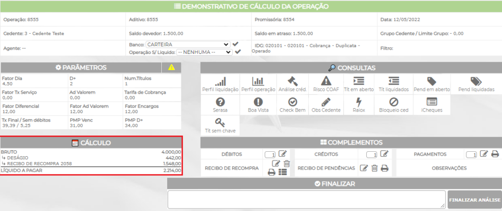 Figura 8 - Cálculo