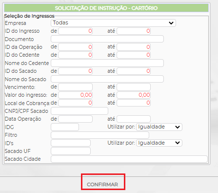 Figura 10 – Parâmetros para pesquisa