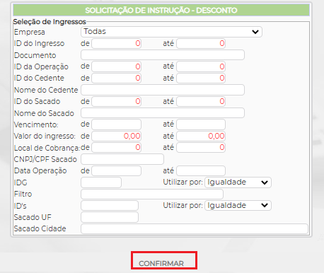 Figura 11 - Parâmetros de pesquisa