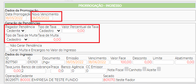 Figura 11 - Prorrogação do título