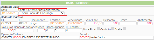 Figura 9 - Informação Local de Cobrança