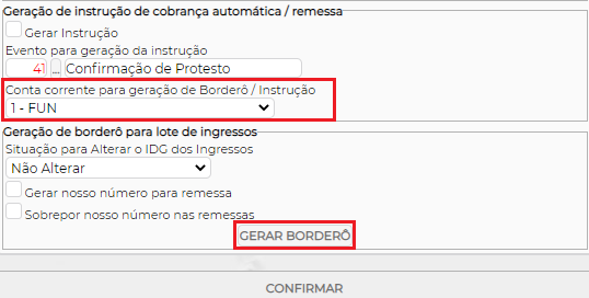 Figura 13 - Geração de Instrução e Borderô