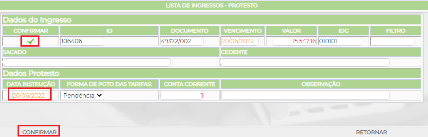 Figura 15 - Conferência de Informações