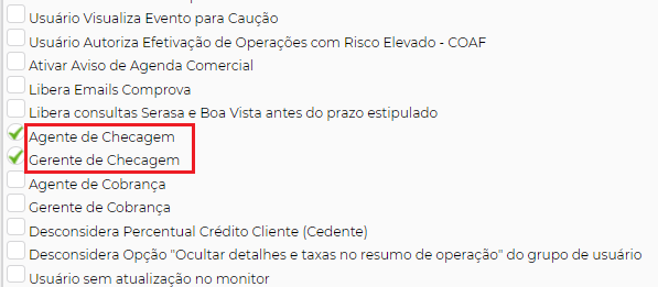 Figura 2 - Configuração de Agente e Gerente de checagem