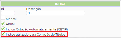 Figura 3 – Habilitando o Índice para correção.