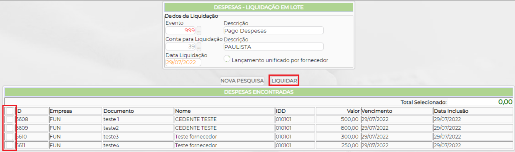 Figura 3 – Liquidação