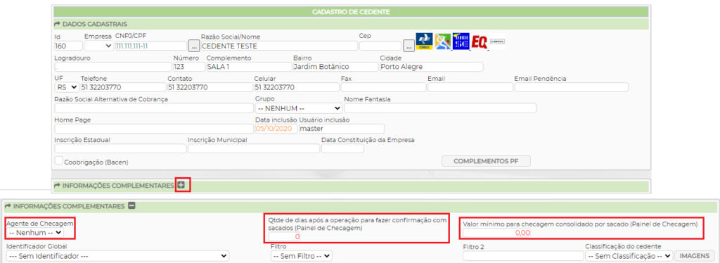 Figura 4 - Configuração do Agente de Checagem e dias para Checagem