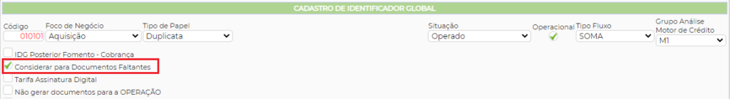 Figura 5 - Considerar para Documentos Faltantes