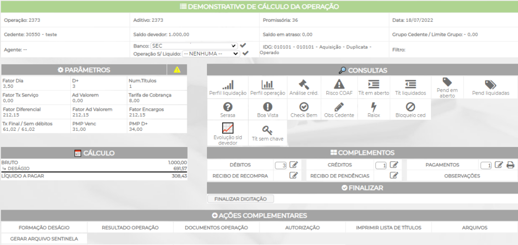 Figura 6 – Demonstrativo de Cálculo.