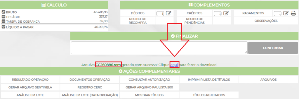 Figura 7 – Novas opções dentro da operação.