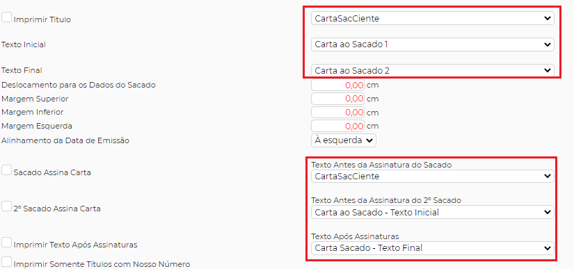 Figura 11 – Configuração dos Textos